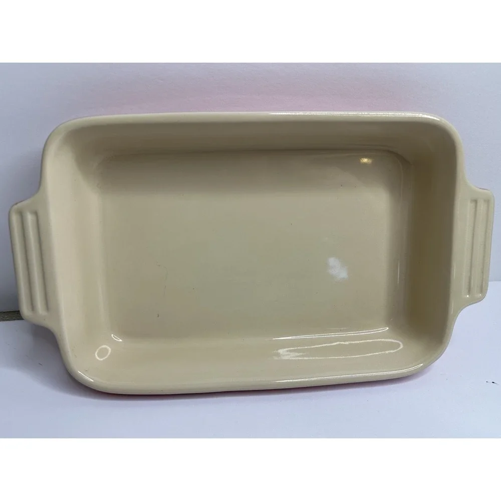 Le Creuset Red Ceramic Baking Pan Rectangle side handles 10 - 20 EUC
